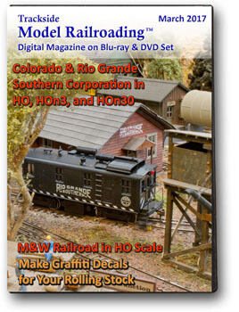 Trackside Model Railroading on DVD or Blu-ray featuring the followings: Greg Walters models the freelanced Colorado & Rio Grande Southern Corp, inspired by the Colorado & Rio Grande Southern and modeled in HO and HOn3. Second feature is Chris LeBaugh's M&W Railroad in HO scale.